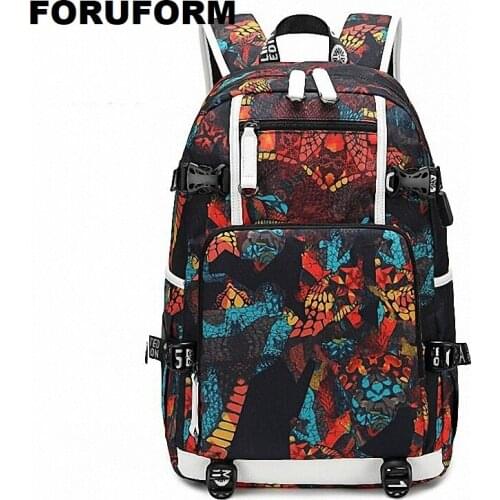 Large-capacity Student Schoolbag Casual Printing Waterproof Oxford Mans Backpack USB Charging Women Travel Backpack Bag ZH-210