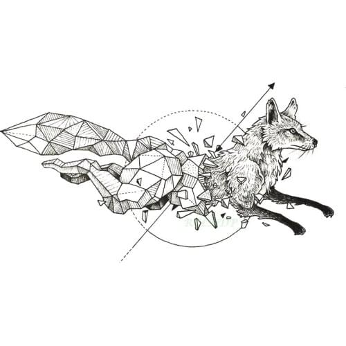 Waterproof Temporary Tattoo lion hawk fox wolf whale owl geometric animal flash tatto fake tatoo for girl women men kid 7