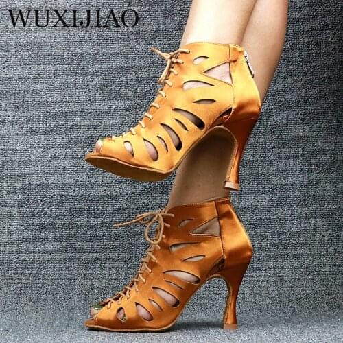 WUXIJIAO Womens Latin Dance Shoes New Dance Shoes Unique Design Salsa Shoes Diamond Sandals