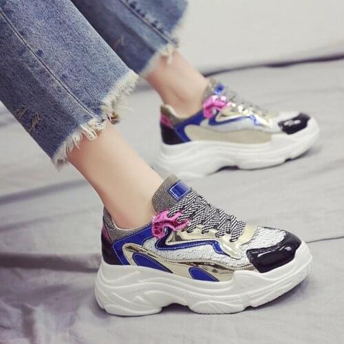 Bling Designer Platform Sneakers Women Casual Shoes Tenis Basket Trainer Female Chunky Sneakers 2019 Zapatillas Mujer A1-85