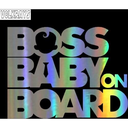 Volkrays Funny Car Sticker Boss Baby on Board Stickers Creative Waterproof Sunscreen Decoration Decals Vinyl,15cm*11cm