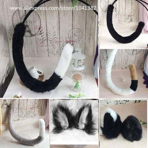 Anime Party Lolita Cosplay Costume black Cat Tail 70 cm Wire inside fox Tail cos Cute Sexy Women Girls Party Christmas Easter