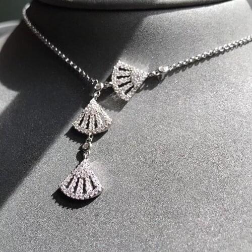 UMGODLY Brand Necklace 925 Sterling Silver Multicolor Cubic Zirconia Fashion Silver Color Sector Pendant Women Party Jewelry