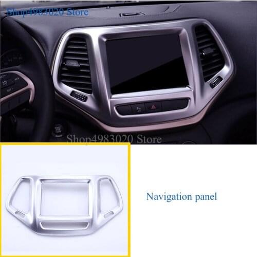 1pc ABS chrome Dashboard Console GPS Navigation Frame Cover Panel Trim Fits For Jeep Cherokee 2014-2018 Car Styling Car-covers