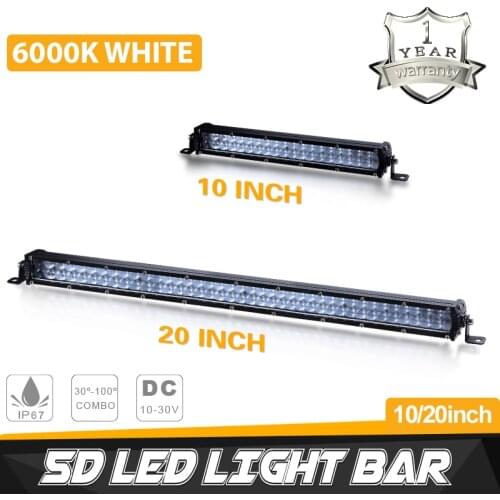 10" 20" LED Light 5D Dual Row Light Bar Driving Lamp Combo Beam 6000K 12V 24V For Offroad Car Truck ATV UTV
