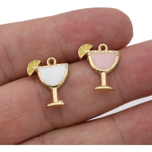 10Pcs Gold Color Drinks Cup Cartoon Charm Pendant for Jewelry Making Earrings Bracelet Necklace Accessories DIY Craft Findings