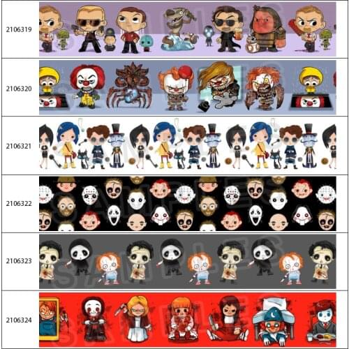 Happy Halloween Character Pattern Printed Grosgrain / Satin Ribbons 10 yards