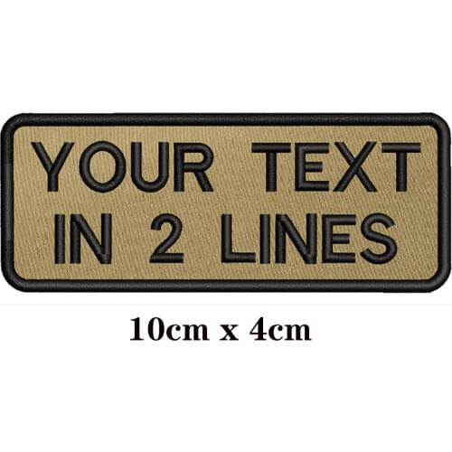 Khaki background brown 10X4cm Embroidery Custom Name Text Patch Stripes badge Iron On Or Velcro Backing Patches