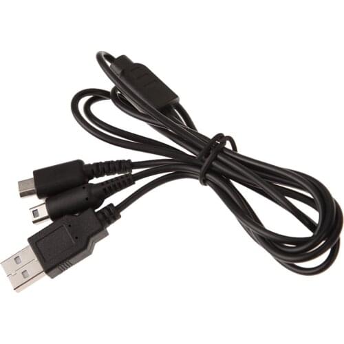 500pcs 2in1 1.2m USB Data Charging Cable Charger Dual Connection for N-DSi/N-DSL