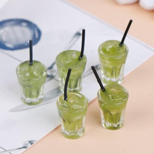 5pcs Dollhouse Miniature Matcha cup Fruit Bottle Simulation Drinks Model Toys Fruit Drink Play Dollhouse Dolls Accessories