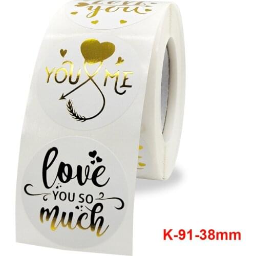 500pcs LOVE you Stickers 1.5inch Round Paper Gold Thank you stickers for Small Business Packaging Seal Label Stickers