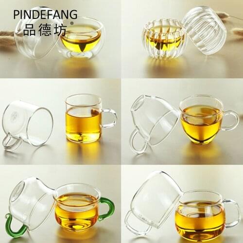 PINDEFANG 6pcs Various Shaped Hand-blown Tea Cup made of Heat-resistant Borosilicate glass Coffee mini cup Gift teaware 6pcs/lot