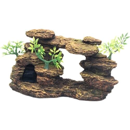 Aquarium Mountain Decor, Rock Stone Ornament, Fish Tank Fishes Betta Hideout Cave Breed Rest House Landscape Decoration