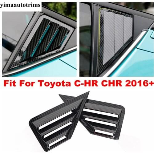 Car ABS Carbon Fiber Look Rear Window Triangle Sunshade Blinder Shutters Cover Trim For Toyota C-HR CHR 2016 - 2021 Accessories