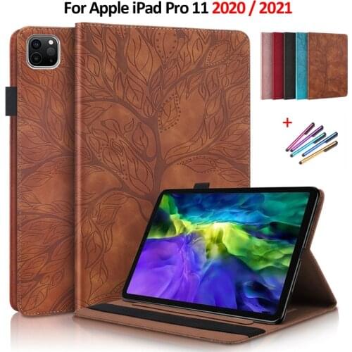 Emboss Tree PU Leather Flip Case for Funda iPad Pro 11 2020 Case Wallet Stand Tablet Coque for iPad Pro 11 Case 2020