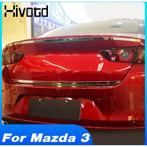 Hivotd For Mazda 3 2019 2020 2021 Axela Stainless Steel Rear Trunk Decoration Strip Tail Gate Trim Cover Modifaction Accessories