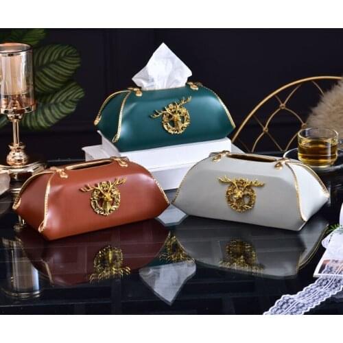 Deer Head Decorative Tissue Boxes Gilded Removable Tissue Box Holder Dinner Table Paper Towel Case Living Room Decoration