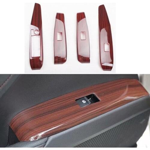 Wooden Color Window Glass Switch Cover Overlay Trim Panel Chrome Car Styling Accessories For Toyota Camry 2018