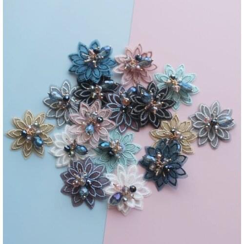 Double-Layer Embroidered Crystal Grenadine Hand-Made Three-dimensional lace Flower Hair Clip Hair Accessories