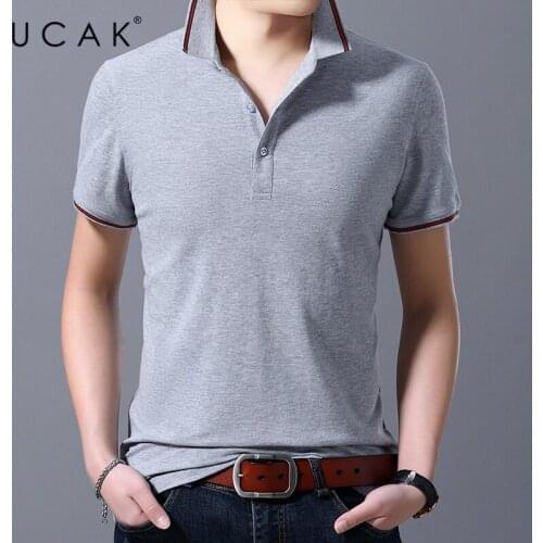 UCAK Brand Classic Solid Color Turn-Down Collar T Shirt Men Clothes Summer NEW Arrival Streetwear Casual Tshirt Male Homme U5448