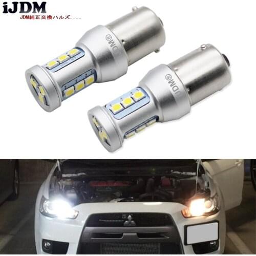 IJDM CANbus Error Free Xenon White 21-SMD 1156 LED Bulbs for 2008-2014 Mitsubishi Lancer or Evolution X Daytime Running Lights