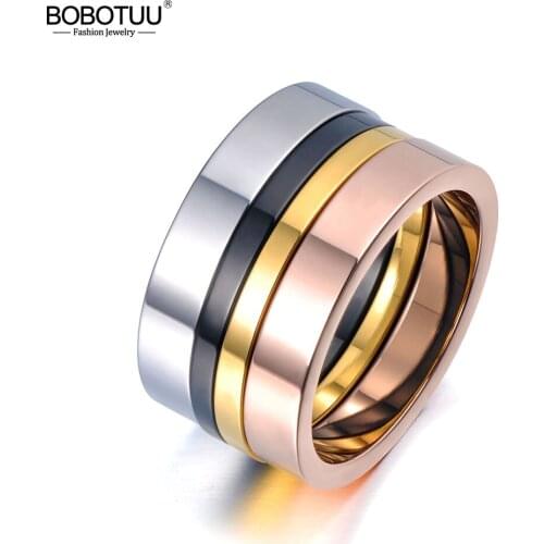 BOBOTUU Trendy 4 In 1 Colorful Gold Simple Rings Jewelry Titanium Stainless Steel Wedding Engagement Ring For Women BR19071