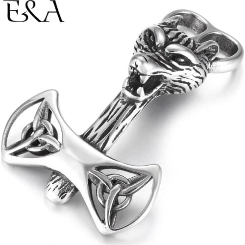 Stainless Steel Bracelet Hooks Viking Wolf Double Hole 6mm Leather Cord Connector Jewelry Clasp Making Findings DIY Supplies