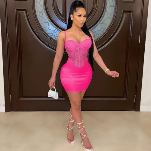 Crystal Rhinestone Birthday Dress for Women Elegant Club Wear Sexy Mini Dress Night Celebrity Short Cocktail Party Dress Vestido