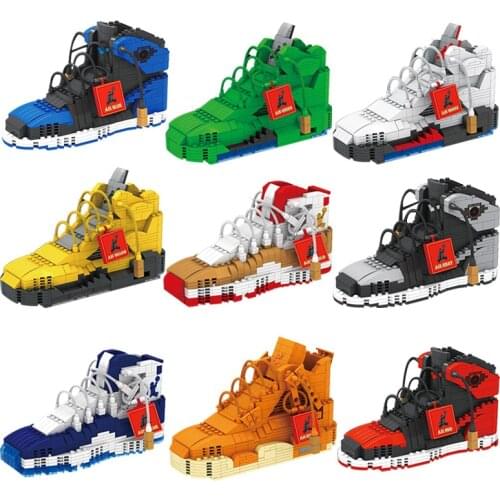 New 770-781 Basketball Sports Shoe Sneakers Small Particles And Insert Assemblling Blocks Showpiece Educational Toys For Kids