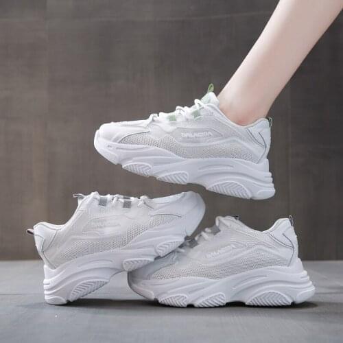 Big Size Women Sneakers Autumn Leather Light White Sneaker Female Platform Vulcanized Shoes Autumn Casual Breathable Sports Shoe