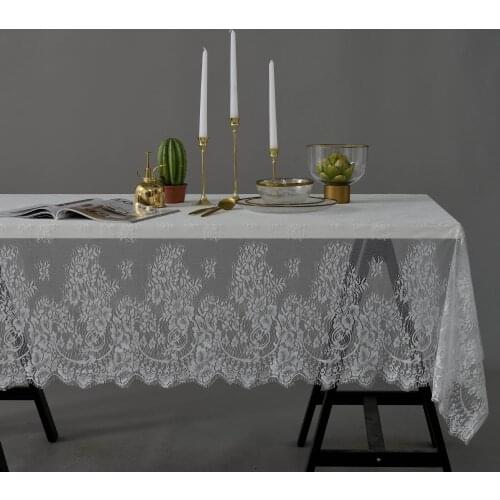 New American Country Lace Table Cloth Black and White Hotel Restaurant Coffee Table Cafe Desk Cloth Home Decor Table Cover