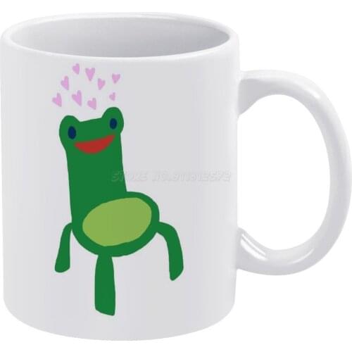 Froggy Chair with Hearts White Mug Coffee Mugs Girl Gift Tea Milk Cup Mugs Frog Froggy Froggy Chair Acnh Animal New Horizon Ch