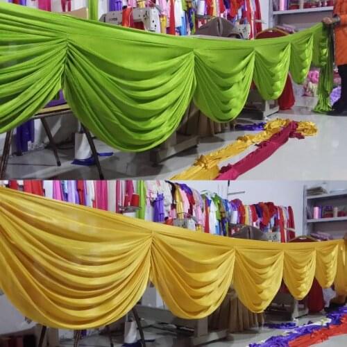Ice silk fabric 6 meters long wedding white swag curtain backdrop for table skirt drops party banquet birthday decoration