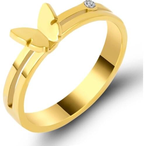 Luxury Brand Butterfly Crystas Finger Rings For Women Jewelry Party Bridal Love Ring Wedding Couple Gift Drop Shipping