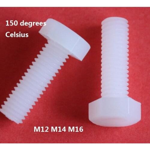 M12 M14 M16 thread PVDF screw strong corrosion Acid alkali plastic Hex head bolt Polyvinylidene Fluoride heat-resistant