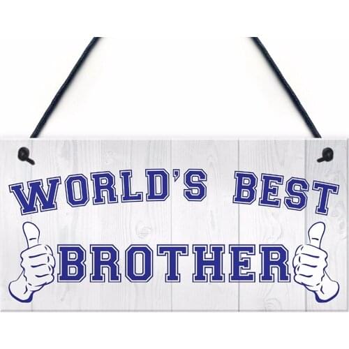 Meijiafei Worlds Best Brother Hanging Plaque Sign Gift Brothers Birthday Love Present 10" x 5"