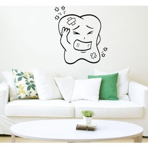 Cartoon Tooth Emotions Wall Sticker Teeth Dentist Dental Clinic Decor Wallpaper Bathroom Decoration Children Room Wall Decals