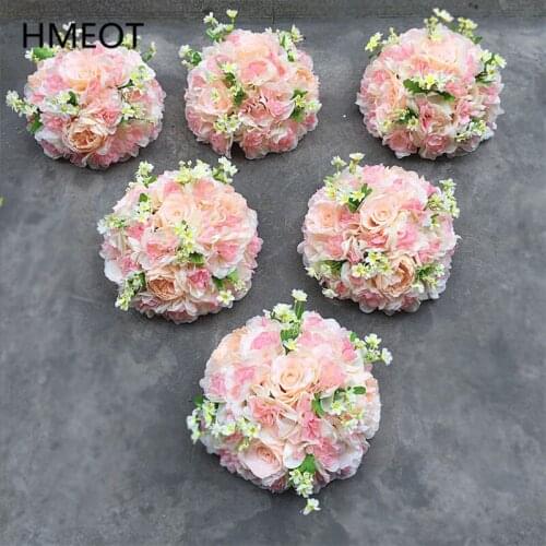 Custom New Hydrangea Rose Road Lead Flower Artificial Flower Ball Wedding Table Flower Party Stage Backdrop Layout Home Decor