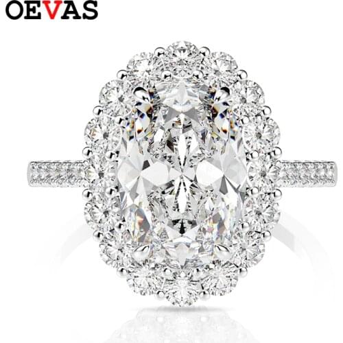 OEVAS 100% 925 Sterling Silver Created Moissanite Citrine Sapphire Gemstone Wedding Ring Engagement Party Fine Jewelry Wholesale