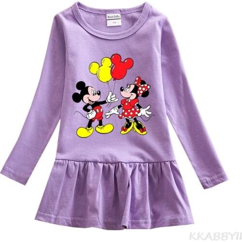 Long Sleeve Girls Dress Cute Cartoon Baby Dresses Disney Mickey Winter Clothings Kids Dresses for Kids Vestidos