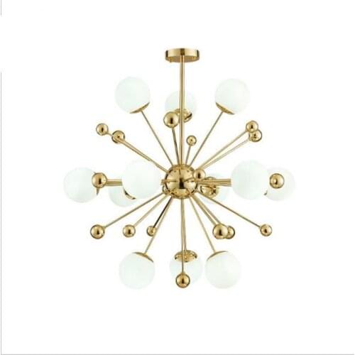 Post-modern Gold Iron Glass Ball Dandelion Led G4 Pendant Light for Dining Room Living Room Bedroom Dia 60/80/100cm 2244