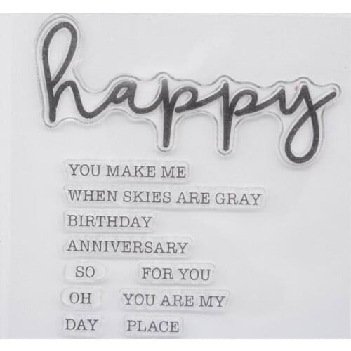 Happy text Transparent Clear Silicone Stamps for DIY Scrapbooking/Card Making/Kids Fun Decoration Supplies