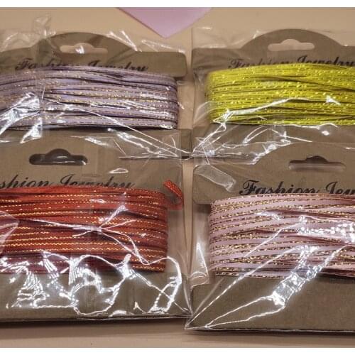 REDJCK 25 Yards\lot 3 mm Width Double Golden Side Satin Ribbon Polyester DIY Material Arts Apparel Sewing Fabric Ribbons