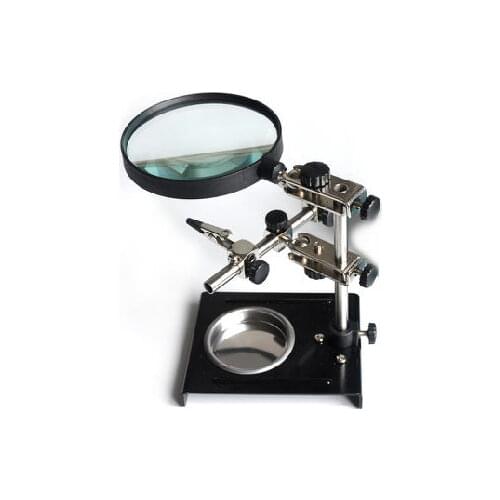 SY-209 Desk Magnifier Soldering Iron Stand Helping Clamp Vise Clip Tool 3X Magnifying Glass Adjustable