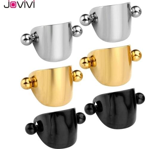 Jovivi Men Women Ear Cuff Earring Studs Stainless Steel U Shape Ear Bone Studs Punk Fashion Ear Piercing Jewelry 1.2mm 16G