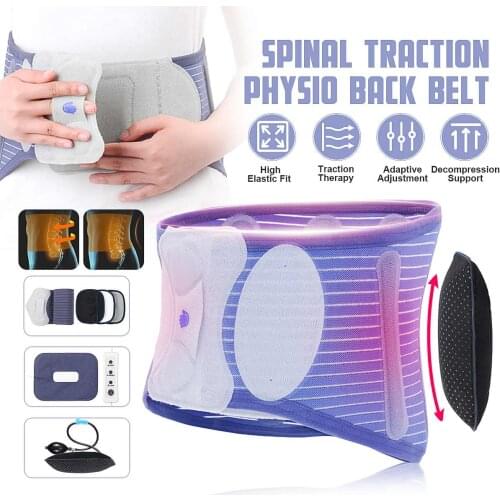 Grey Spinal Traction Physio Back Belt Decompression Self Heating Lumbar Pain Relieve Skin-friendly Nine High-energy Magnets