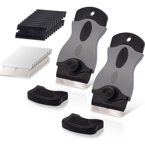 FOSHIO 2PCS Razor Scraper+20pcs Blades Vinyl Wrap Window Glass Oven Cleaning Squeegee Sticker Decal Remover Car Tint Accessories