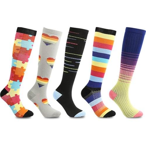 Outdoor Sports Compression Socks For Men And Women Color Running Elastic Nursing Calf Stockings Riding Pressure Socks