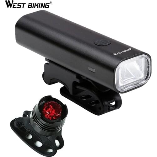 WEST BIKING Waterproof Bicycle Light 200 Lumen USB Rechargeable Headlight Taillight LED Cycling Lamp Mountain Bike Flash Light