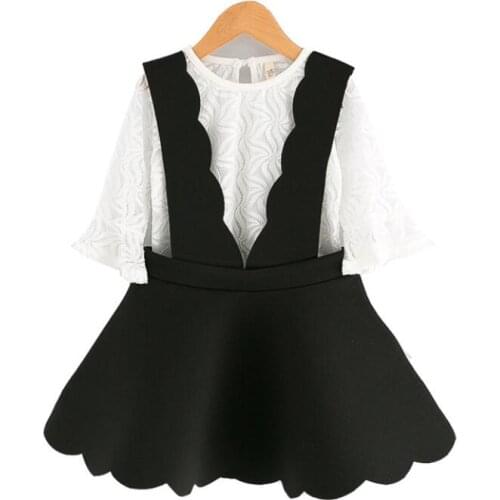Girl strap skirt set children clothing set kids lace T-shirt + skirt 2 pieces set spring autumn baby girl clothes for 2-7 years